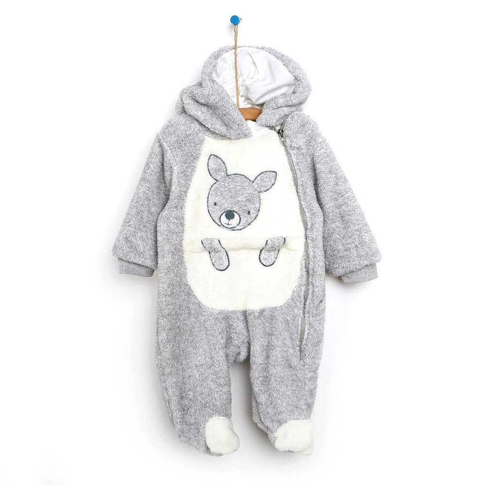 Midimod Newborn Welsoft Kangaroo Footed Jumpsuit - Grey