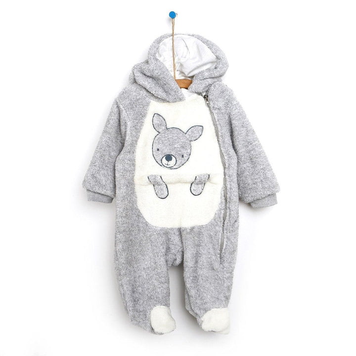 Midimod Newborn Welsoft Kangaroo Footed Jumpsuit - Grey