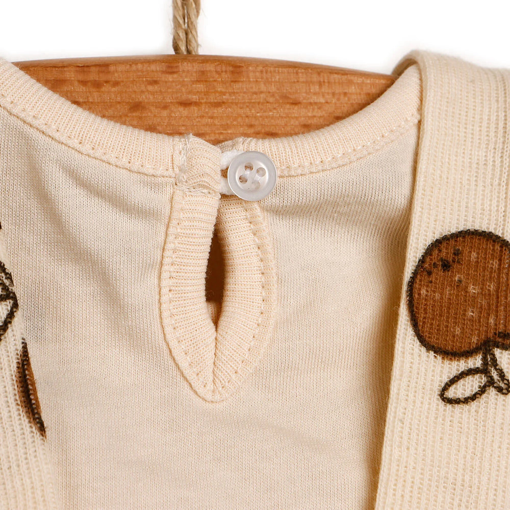 Newborn Bebbek Fruits Printed Dress - Ecru