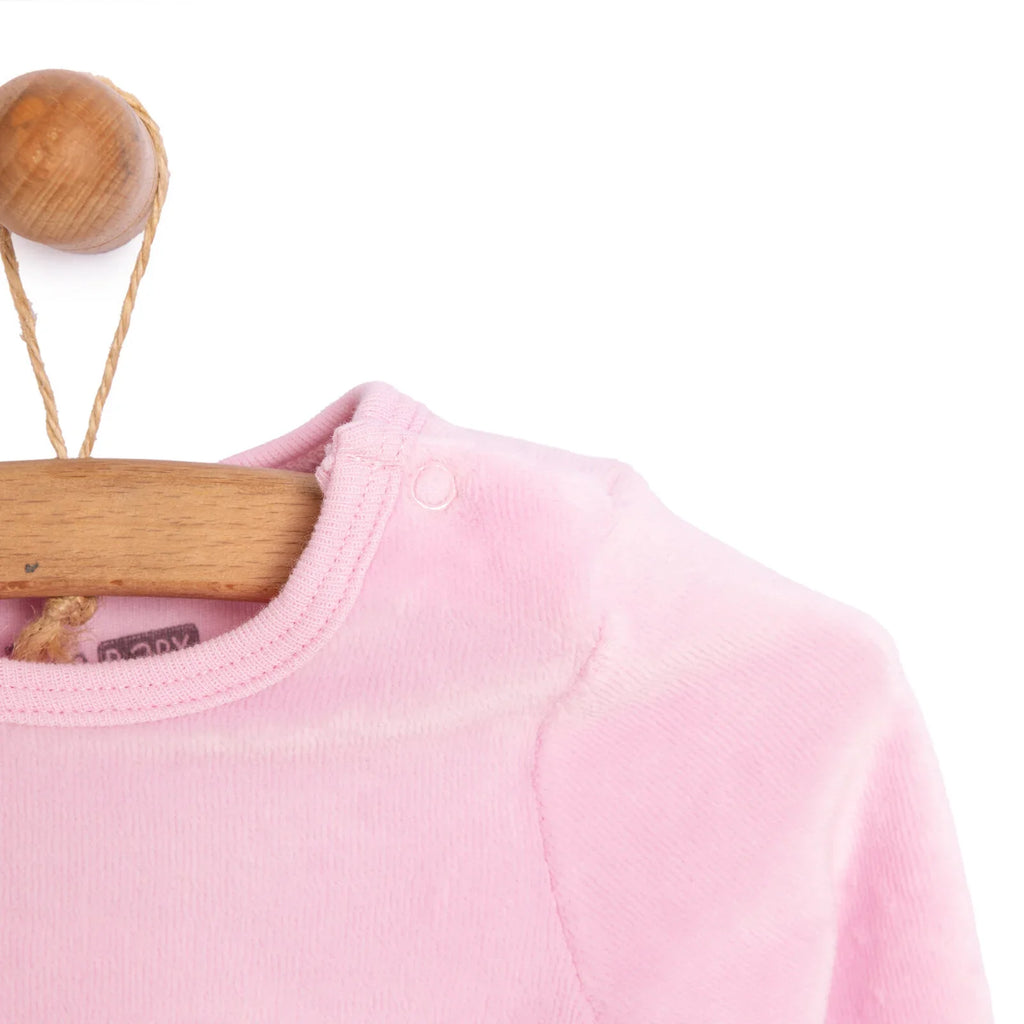 HelloBaby Newborn Baby Girl Velvet Footed Jumpsuit - Pink