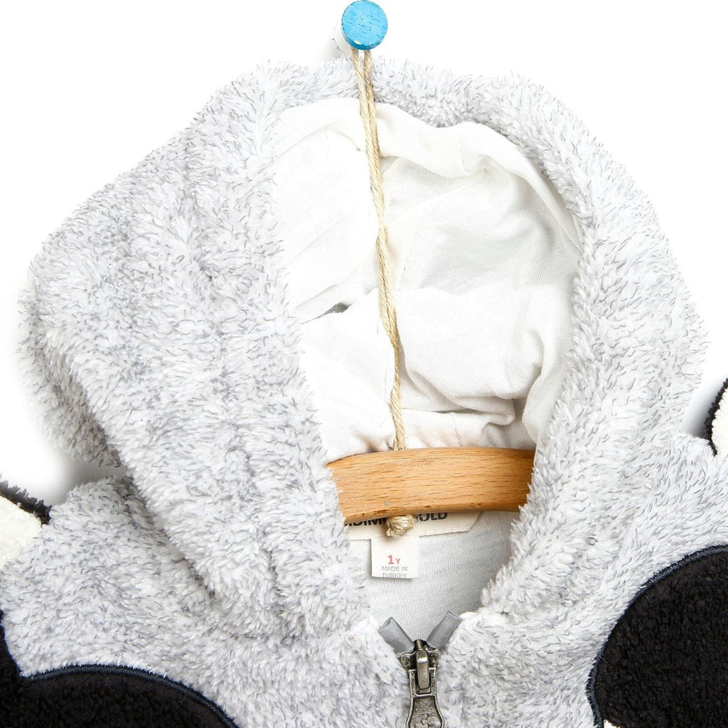 Midimod Newborn Cute Bears Welsoft Footed Jumpsuit - Grey