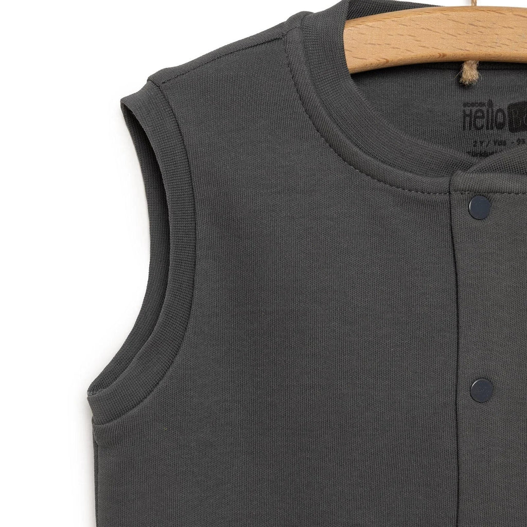 HelloBaby Baby Boy Ribbed Cardigan - Dark Grey