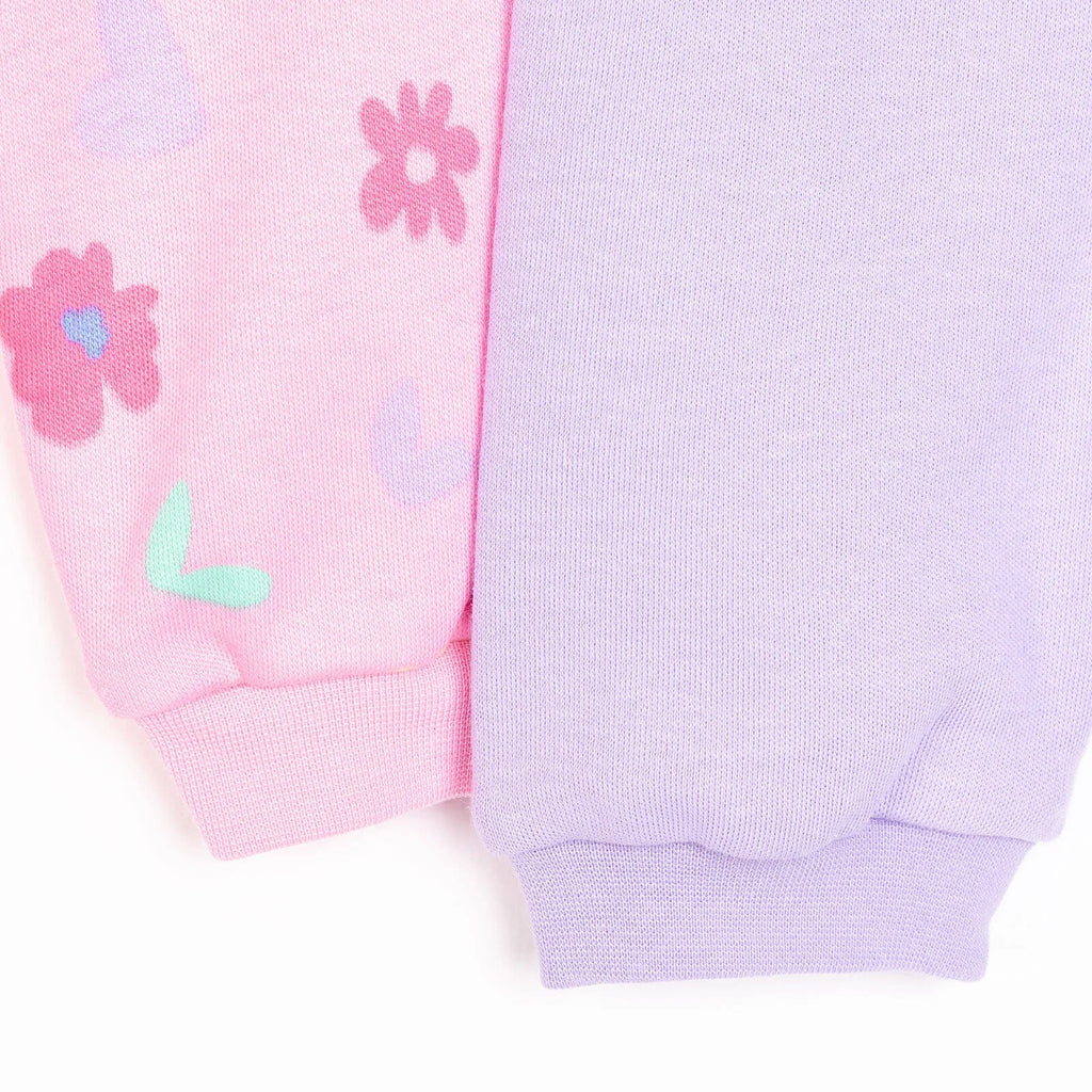 HelloBaby Basic Girl Flower Patterned Footed Bottom 2 pcs - Pink