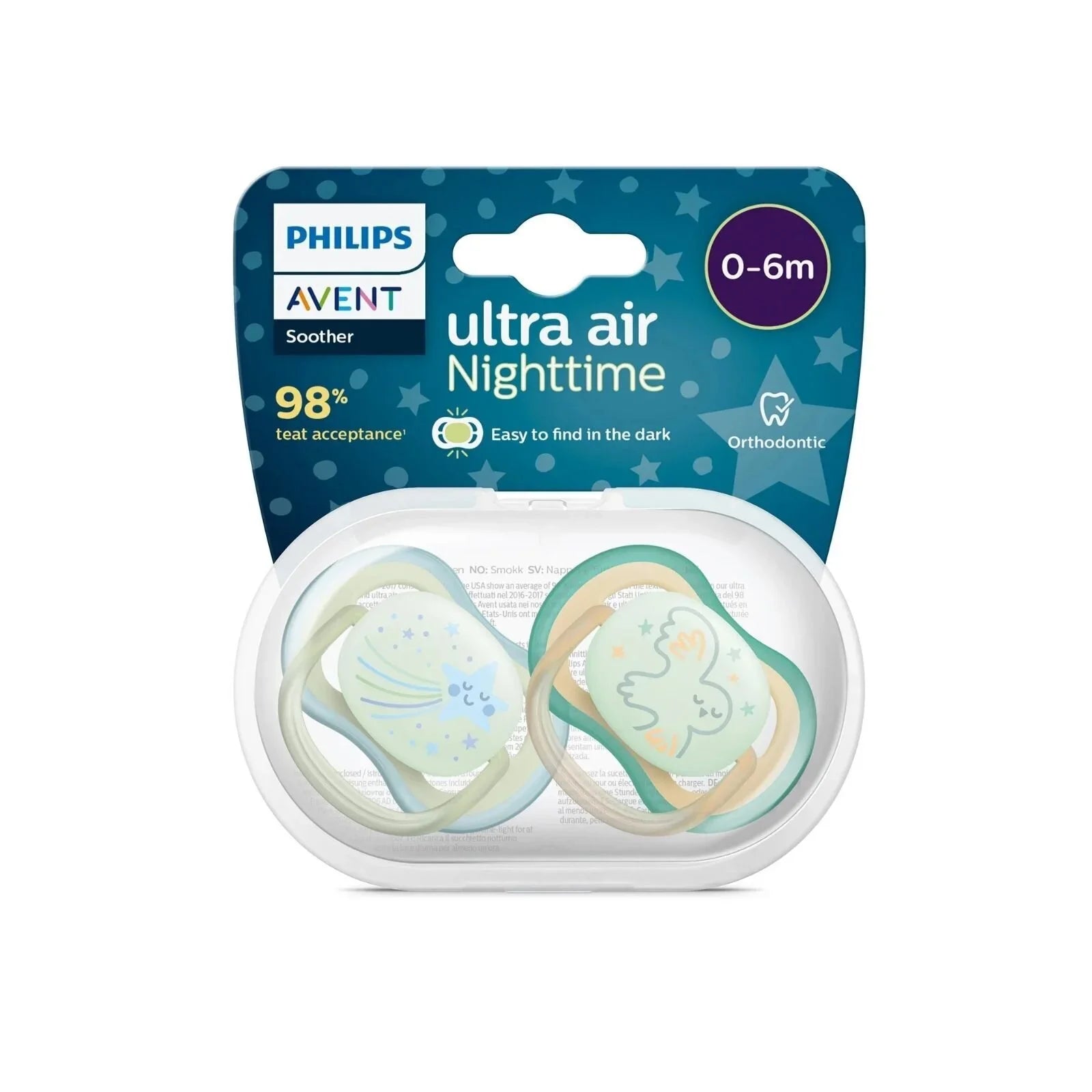 Philips Avent Ultra Air Night Soother 0-6 months Pack of 2