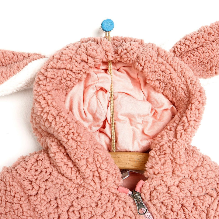 Midimod Newborn Rabbit Ear Welsoft Footed Jumpsuit - Light Rose