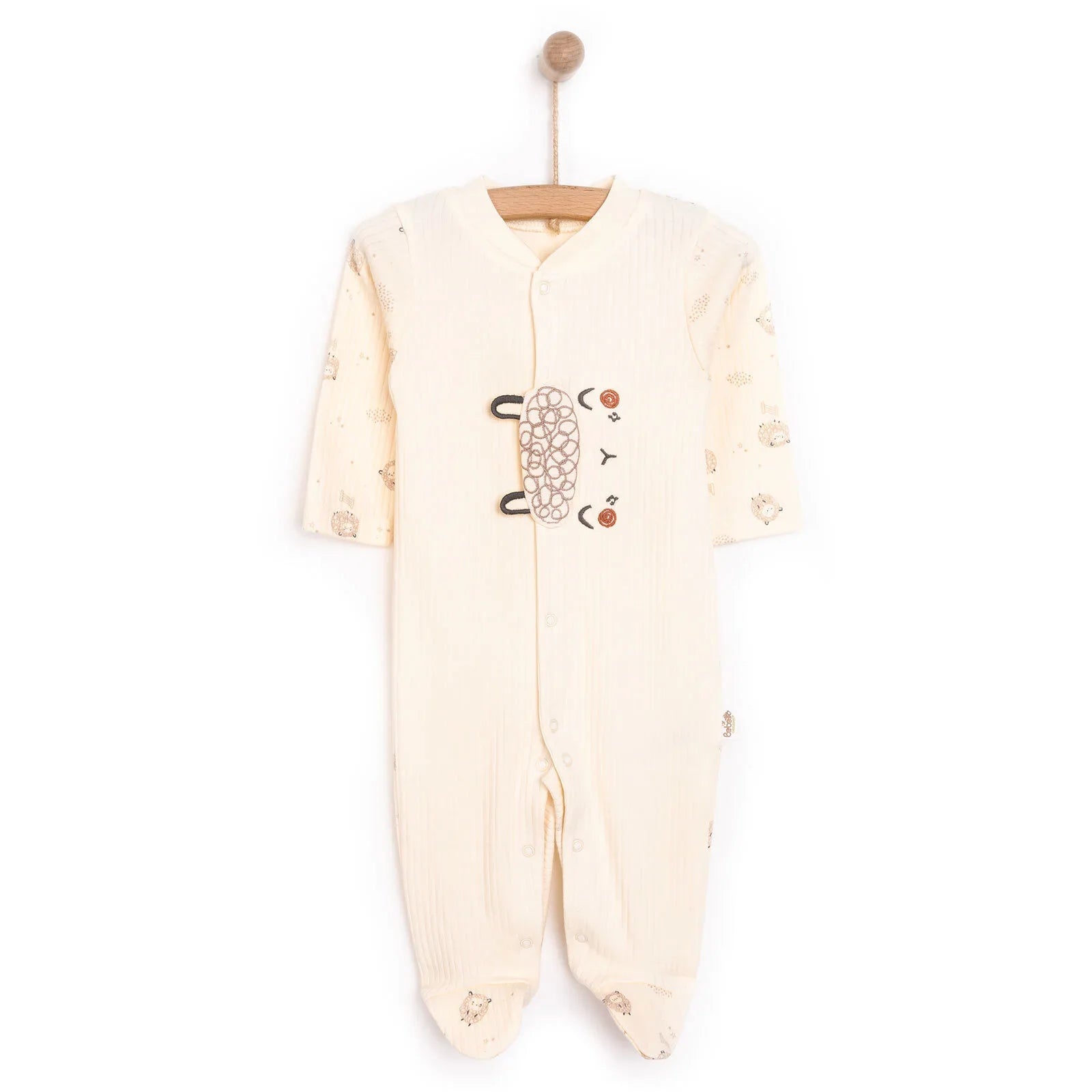 Bebetto Newborn Organic Little Lamp Footed Jumpsuit - Ecru