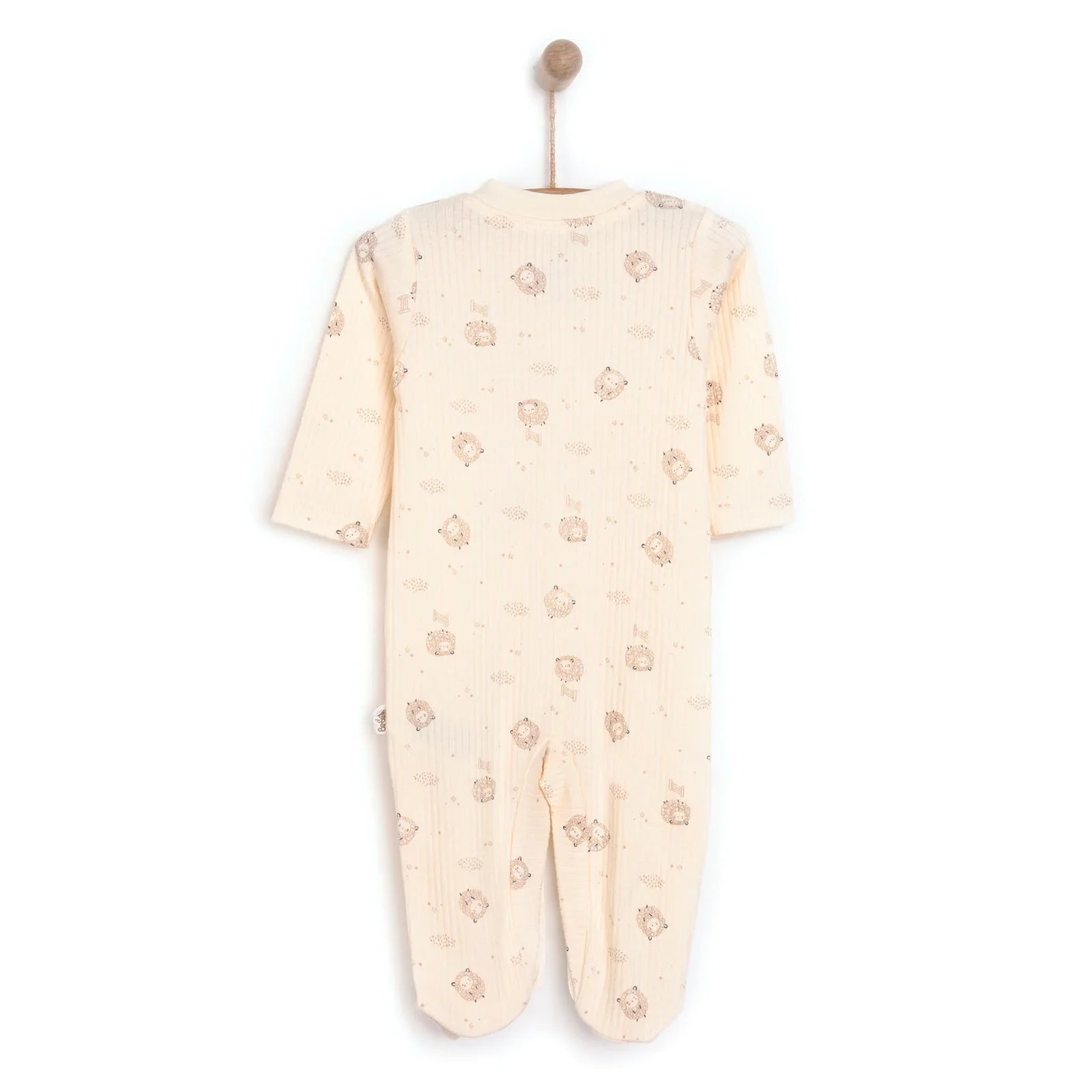Bebetto Newborn Organic Little Lamp Footed Jumpsuit - Ecru