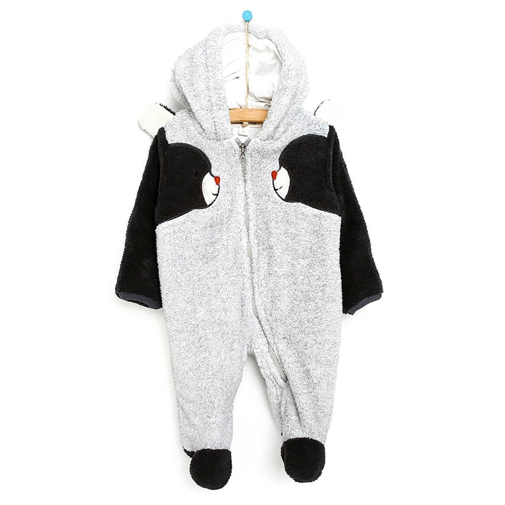 Midimod Newborn Cute Bears Welsoft Footed Jumpsuit - Grey