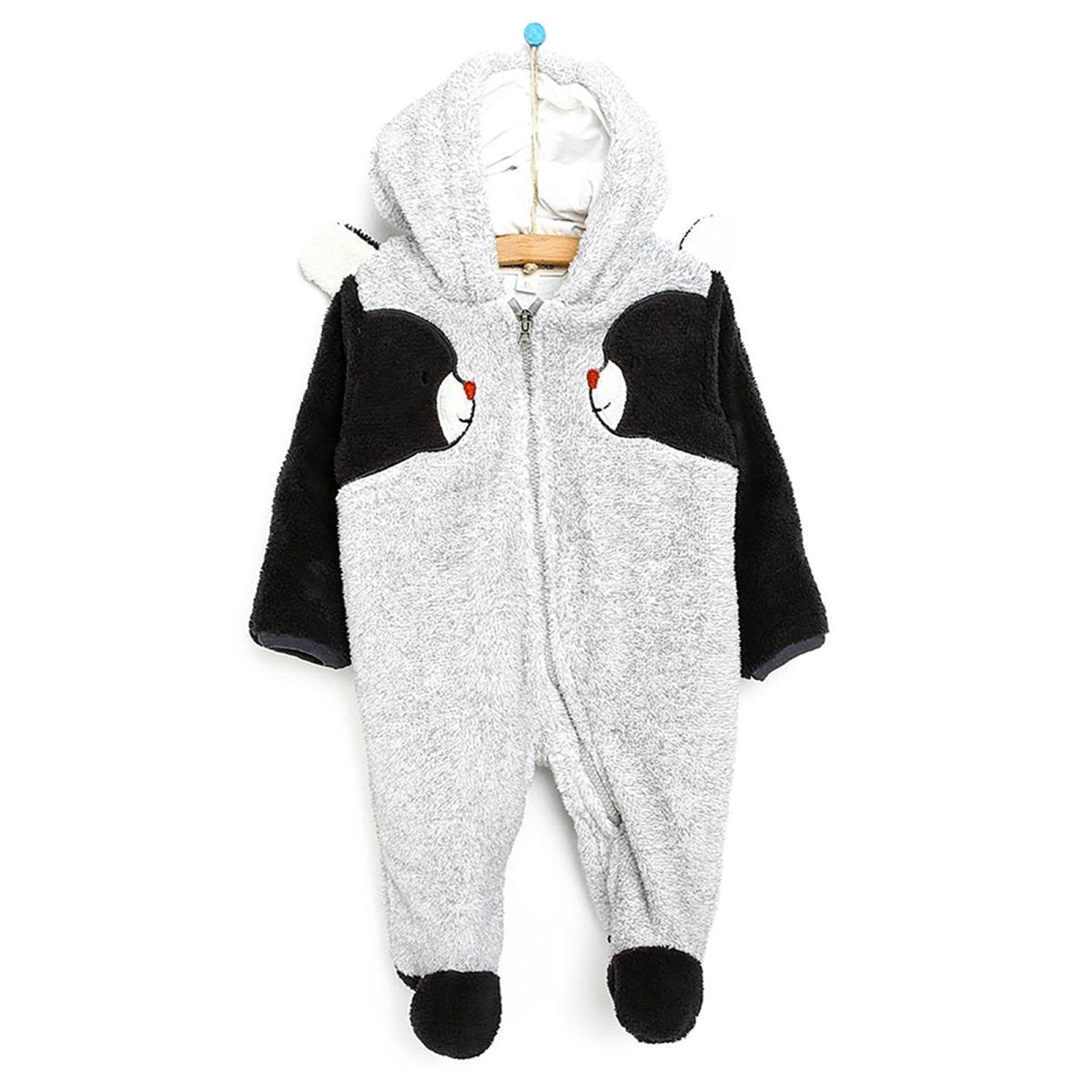 Midimod Newborn Cute Bears Welsoft Footed Jumpsuit - Grey