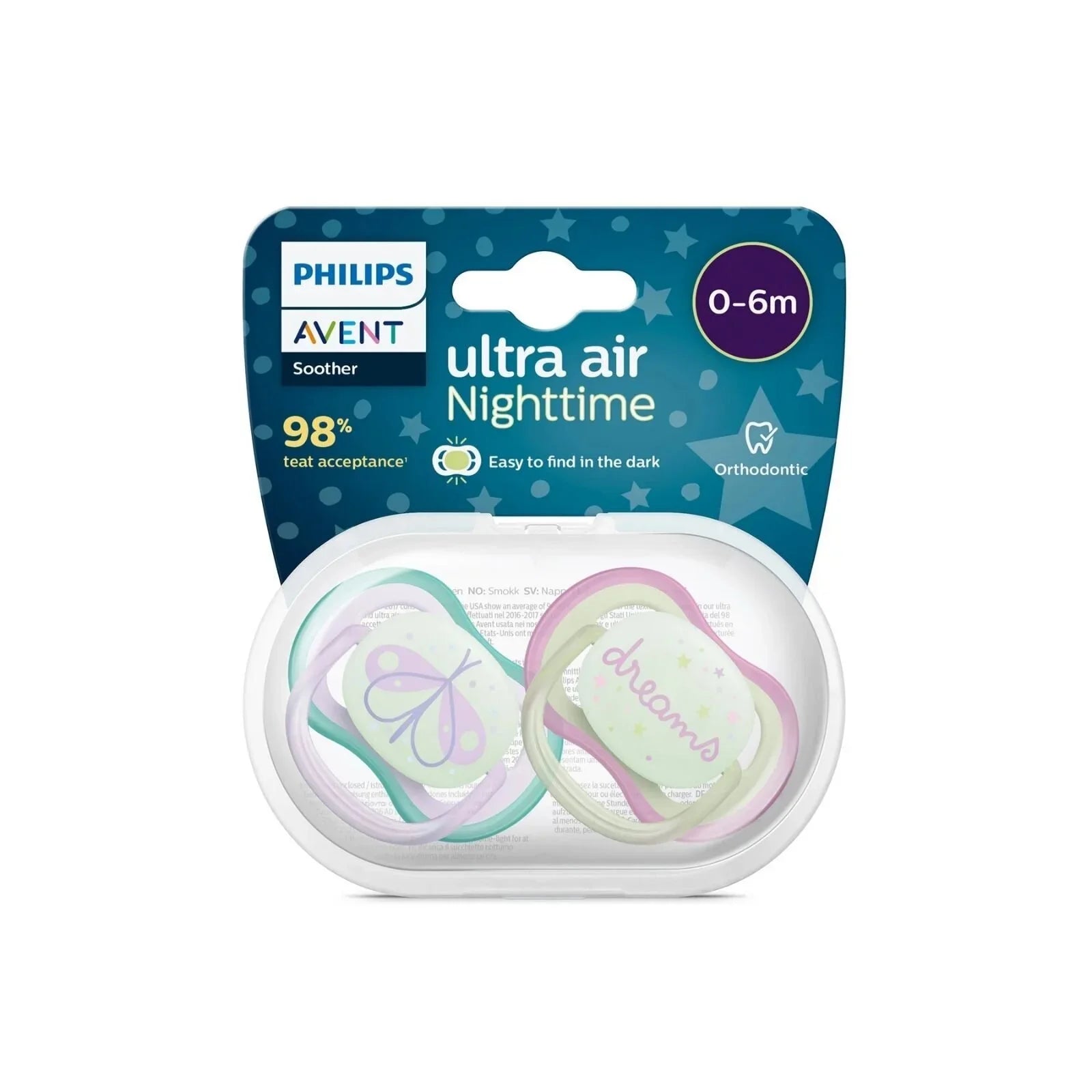 Philips Avent Ultra Air Night Soother 0-6 months Pack of 2