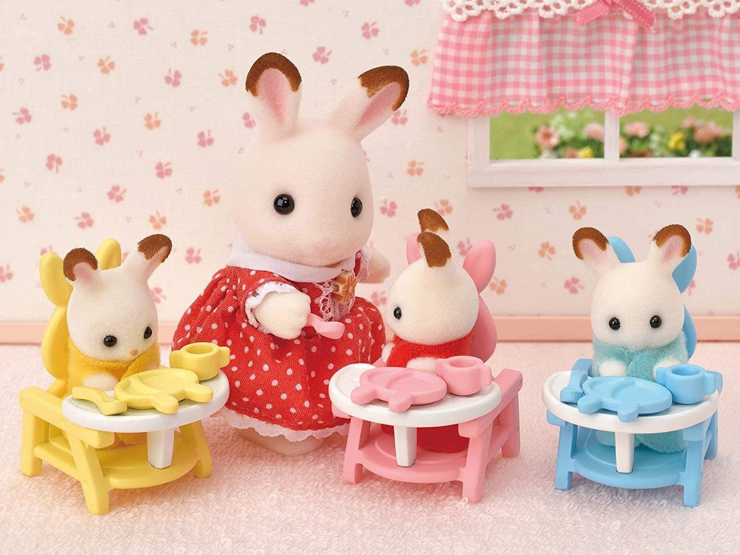 Sylvanian Families Chocolate Rabbit Triplets Care Set for Age 3 and Up