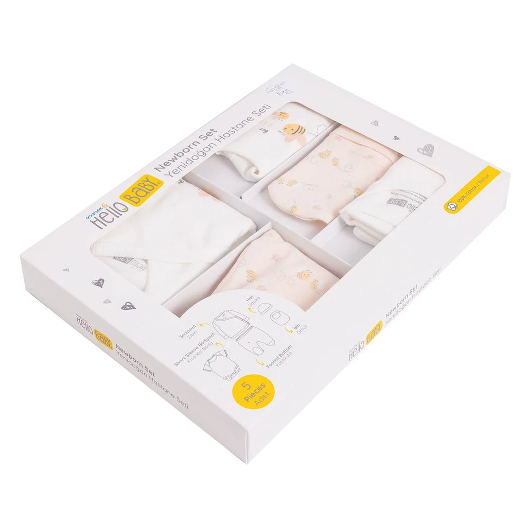 HelloBaby Girl 5 Piece Newborn Gift Set - Yellow