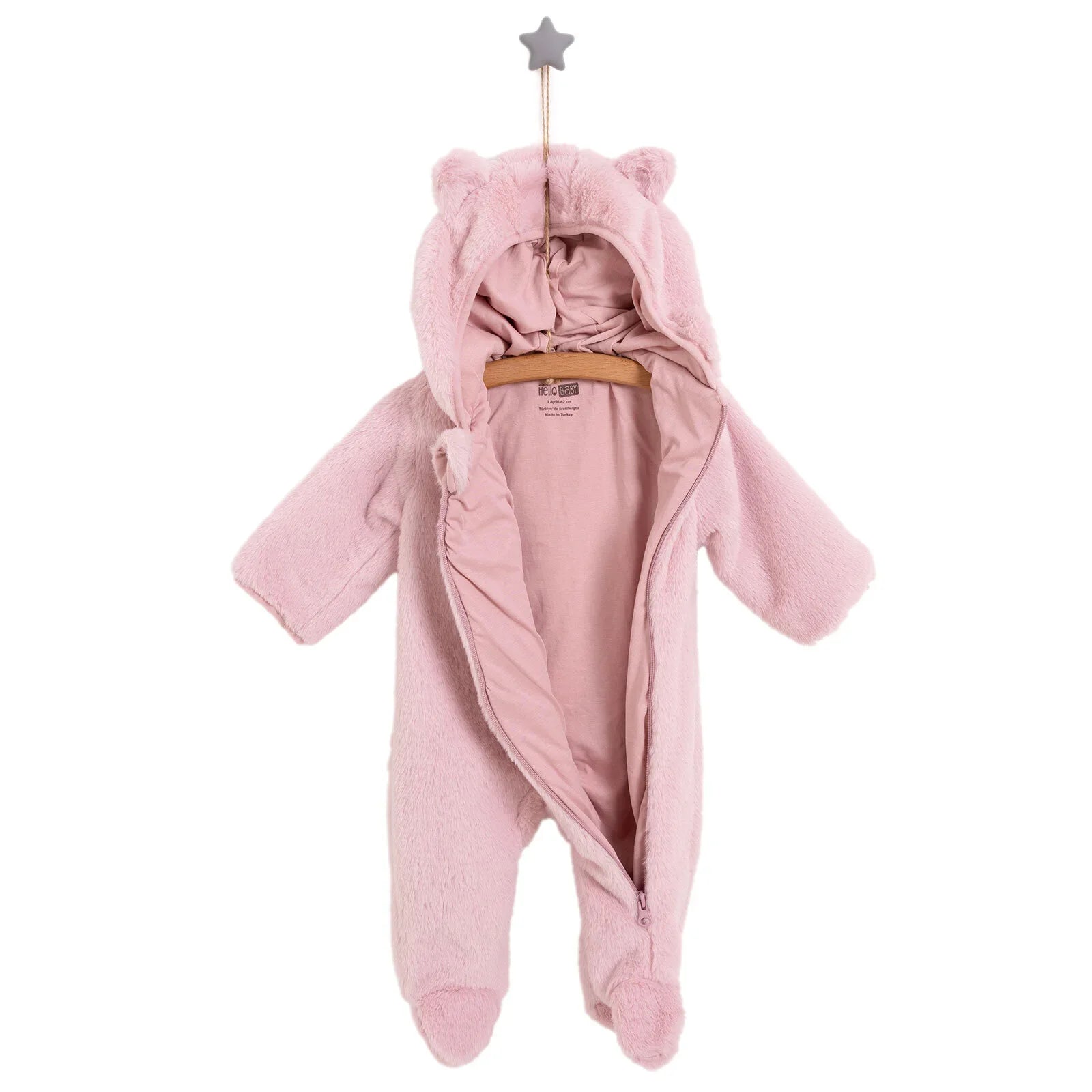 HelloBaby Newborn Girl Plush Footed Jumpsuit - Pink