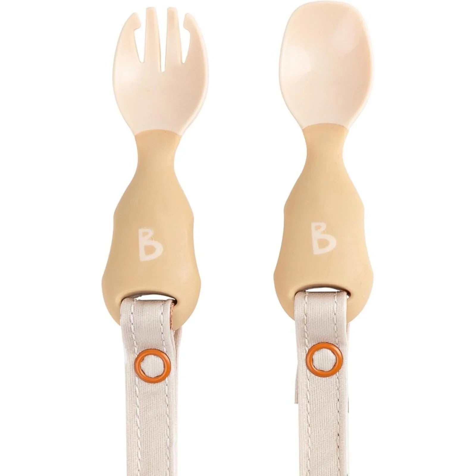 Bibado Handi Cutlery Attachable Weaning Cutlery Set 6+ months Pack of 2 - Fawn
