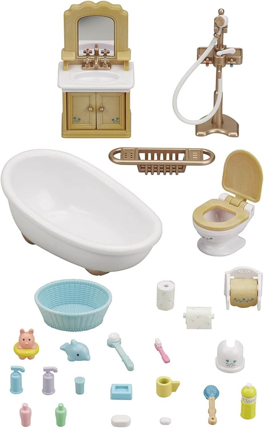 Sylvanian Families Country Bathroom Furniture Playset for Age 3 and Up