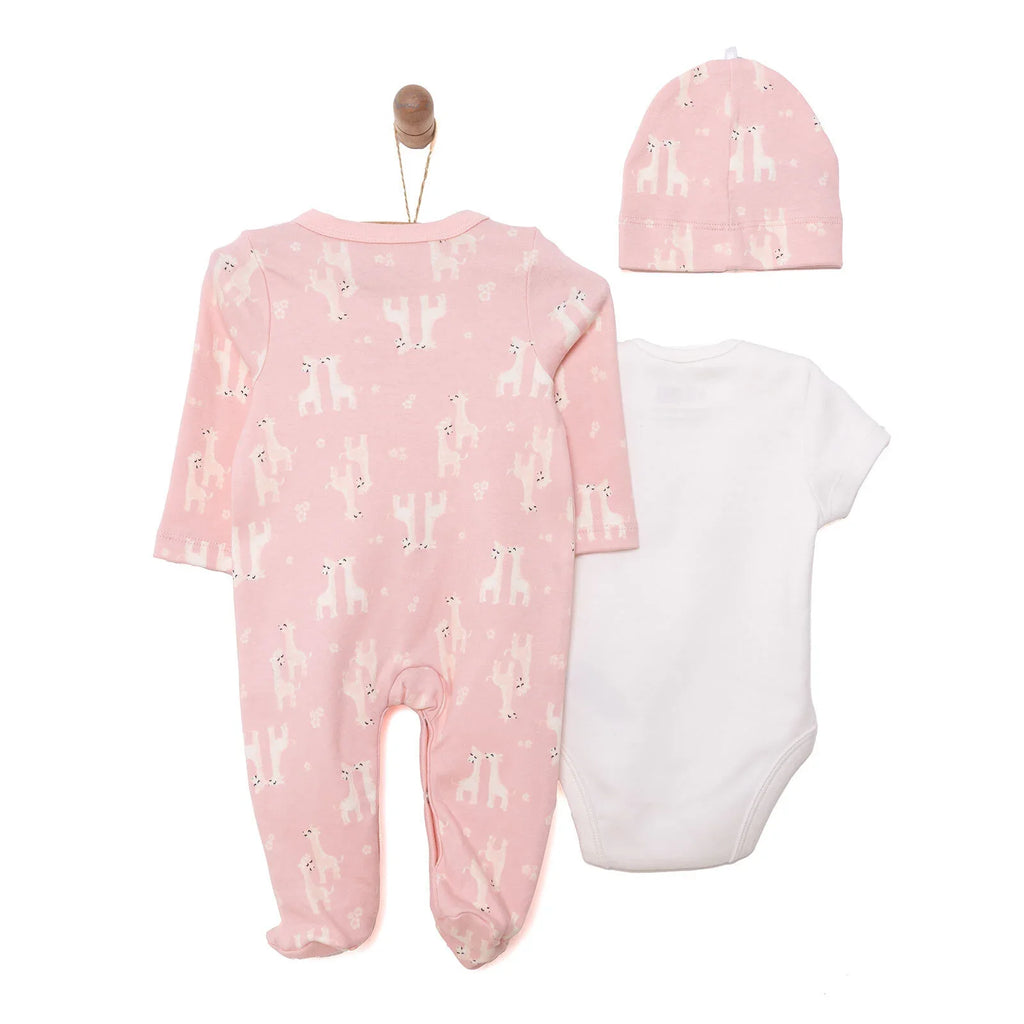 HelloBaby Baby Girl  Body-Jumpsuit-Hat - Salmon