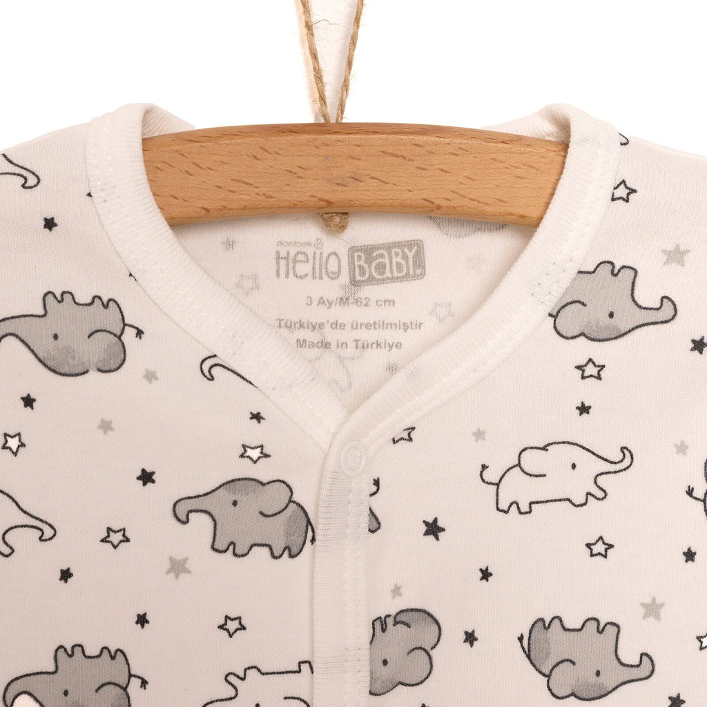 HelloBaby Newborn Unisex Baby Footed Jumpsuit - Body -Hat - Ecru