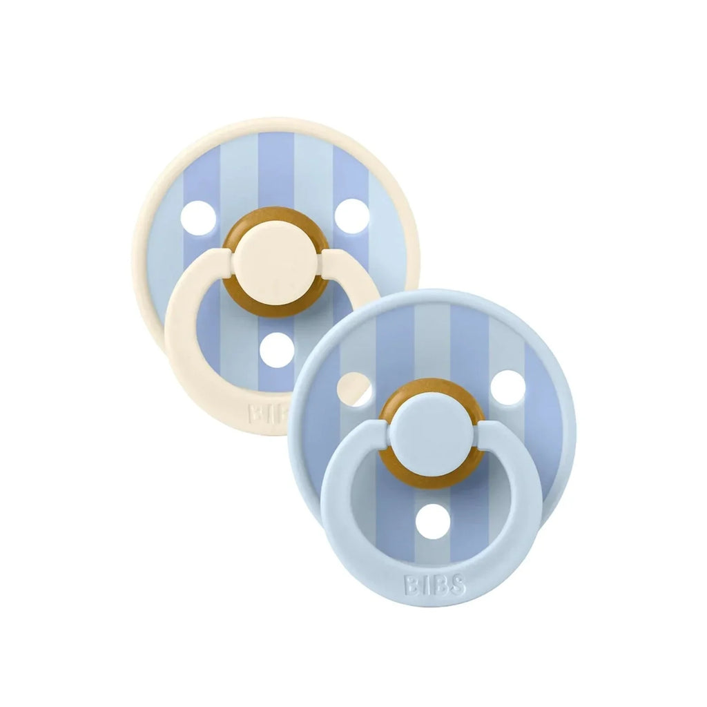 BIBS Block Latex Soothers 0-6 months Pack of 2 - Baby Blue & Dusty Blue