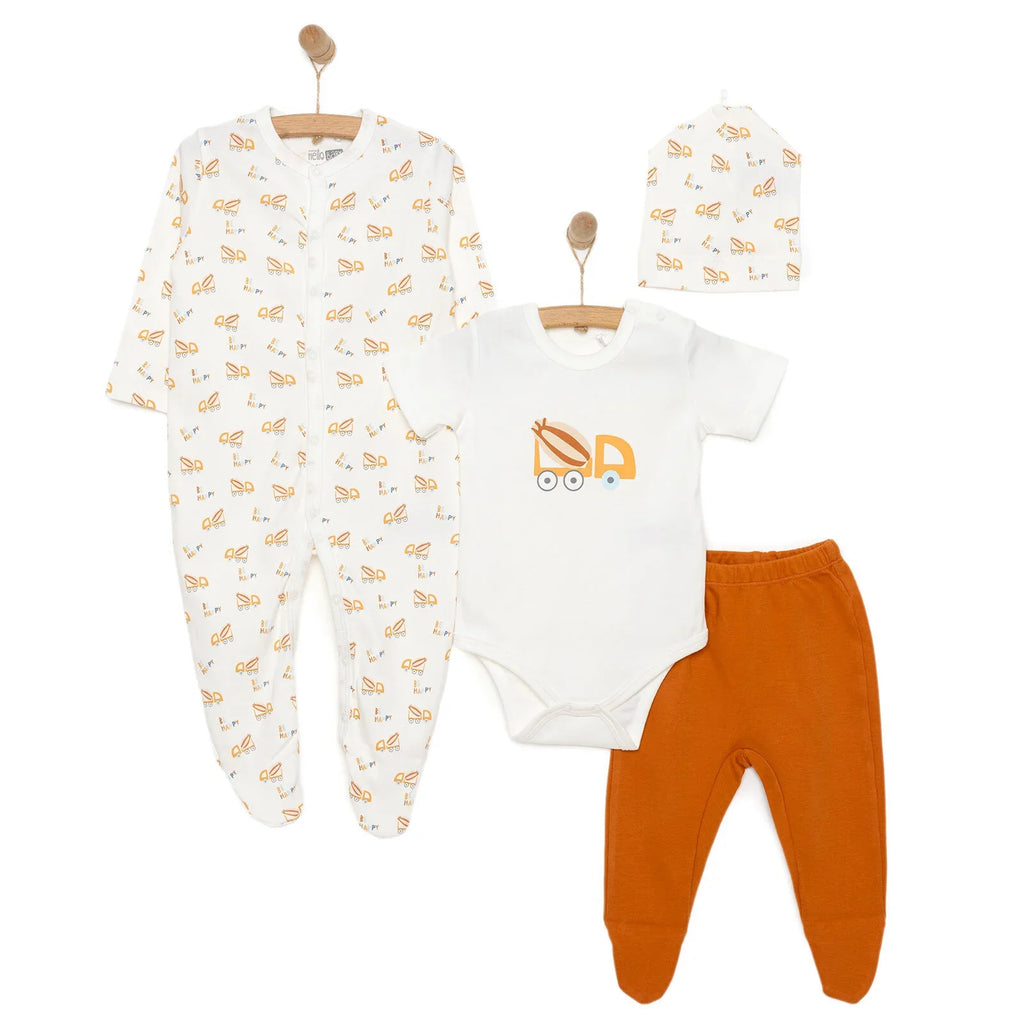 HelloBaby Boy Newborn Set 4 pcs - Dark Orange