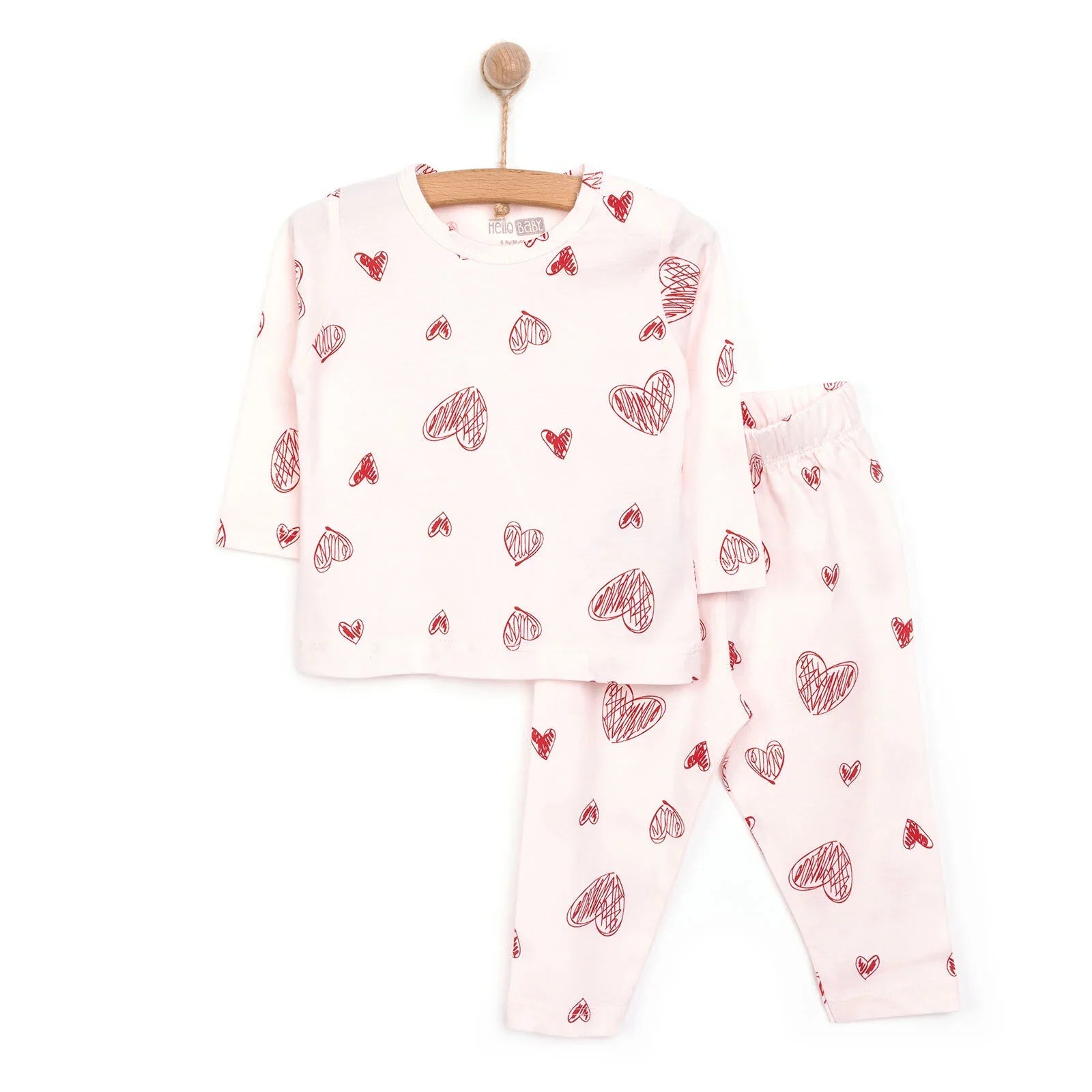 HelloBaby Baby Girl Long Sleeve Pyjamas Set - Light Pink