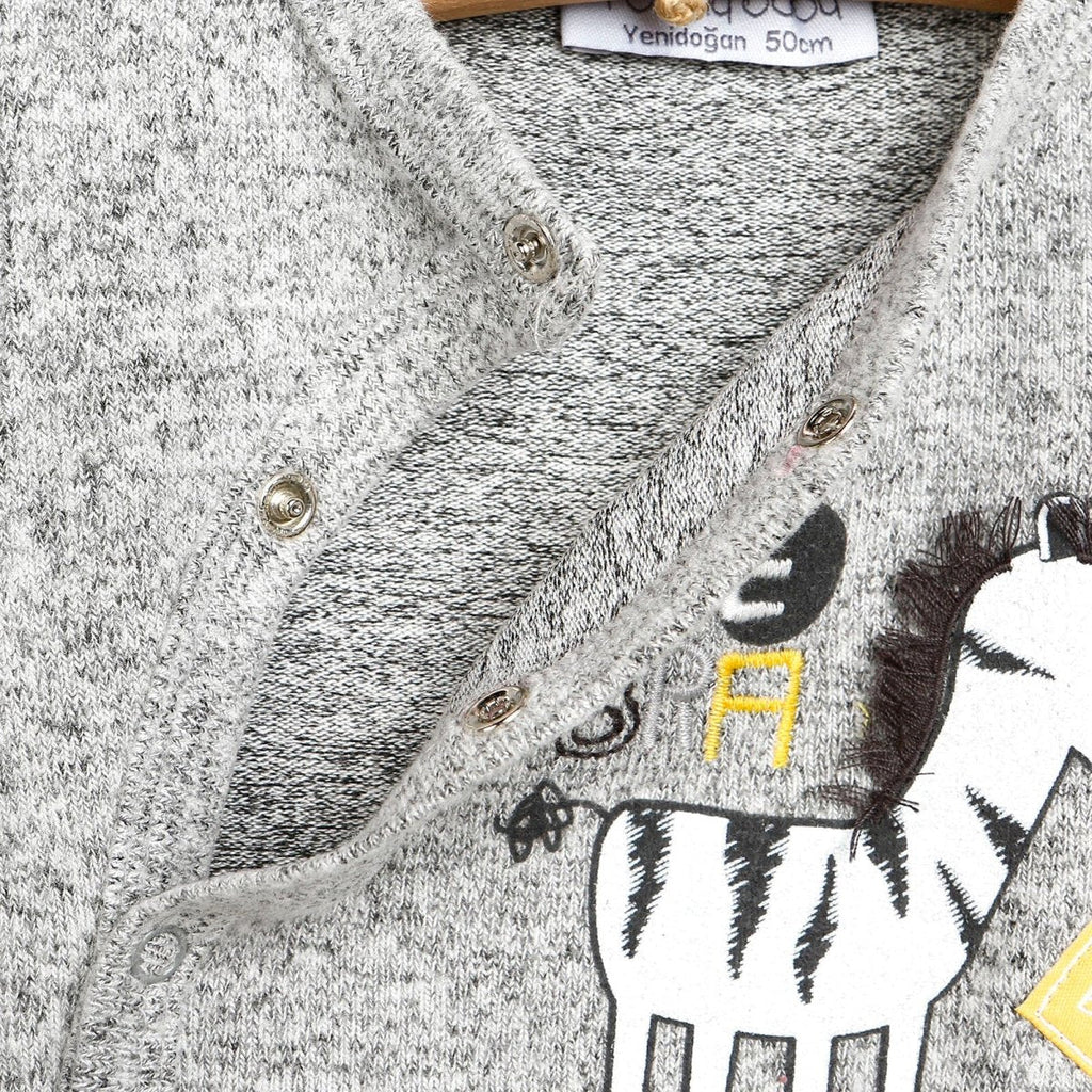 For My Baby Newborn Wild Footed Jumpsuit - Grey Melange