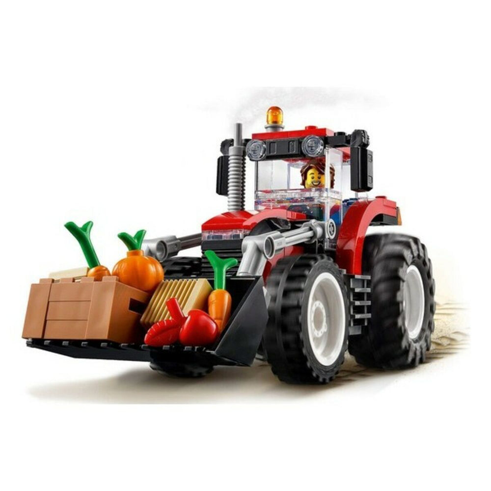 Playset City Great Vehicles Tractor Lego 60287 (148 pcs) featuring a red tractor with various vegetables in the front loader.