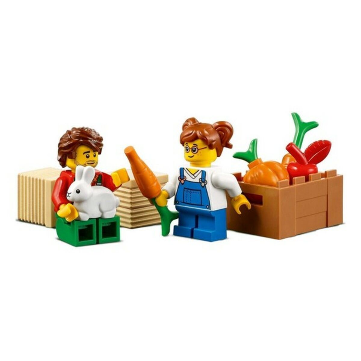 Playset City Great Vehicles Tractor Lego 60287 (148 pcs) featuring LEGO figures with vegetables and a rabbit.