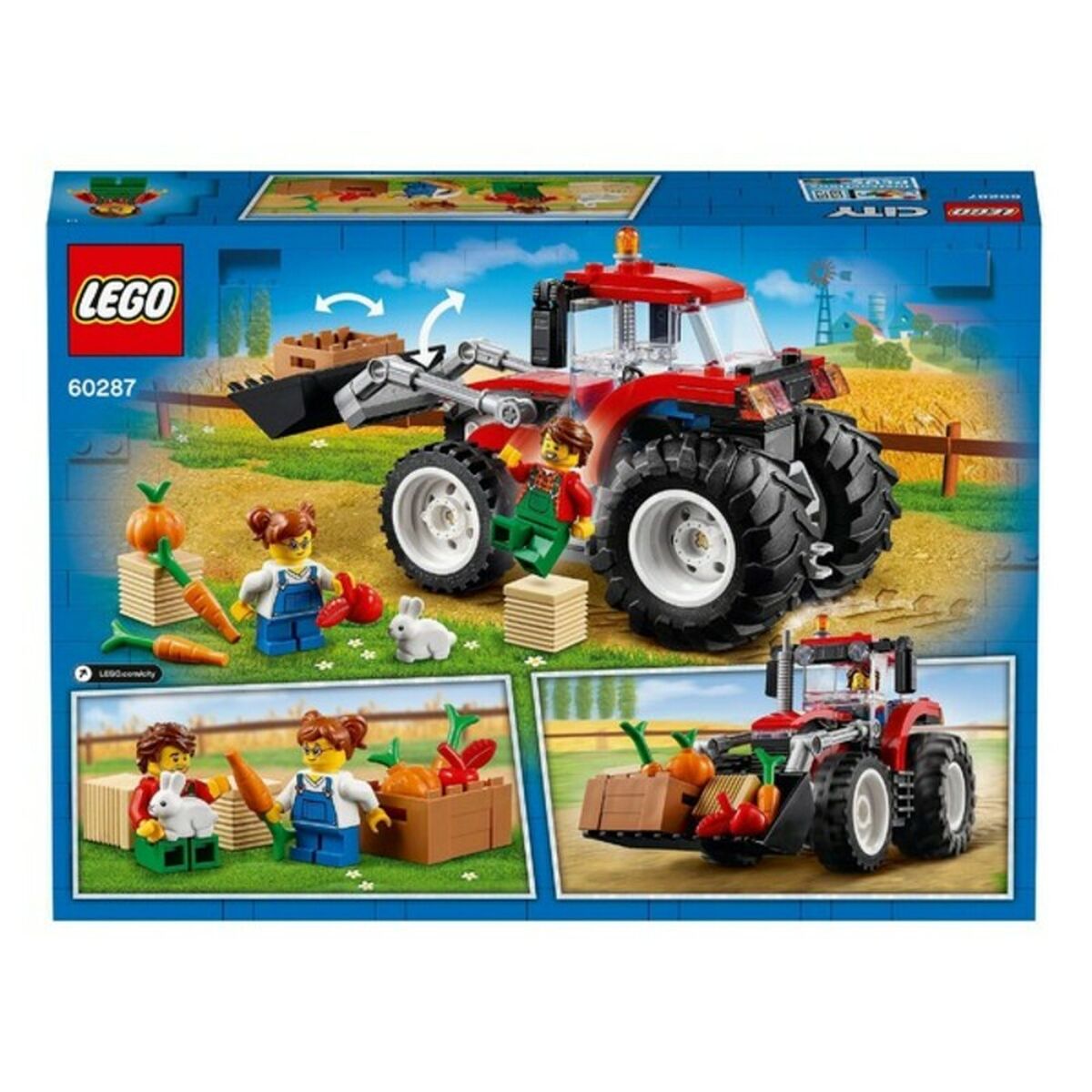 Playset City Great Vehicles Tractor Lego 60287 (148 pcs) box with children, tractor, and farm imagery.