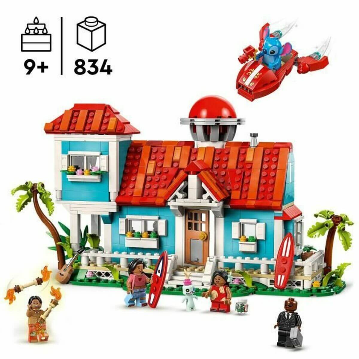 Construction set Lego Disney Lilo & Stitch 43268 834 Pieces featuring a colorful home and characters.
