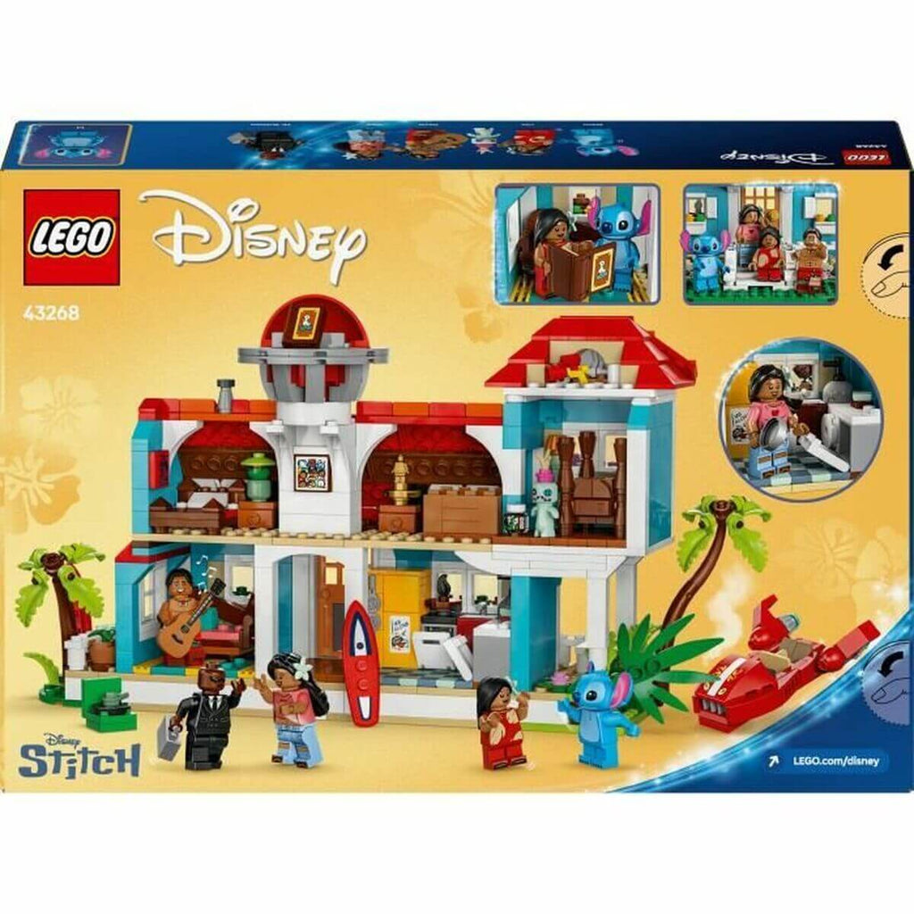 Construction set Lego Disney Lilo & Stitch 43268 834 Pieces colorful packaging with characters and building details.
