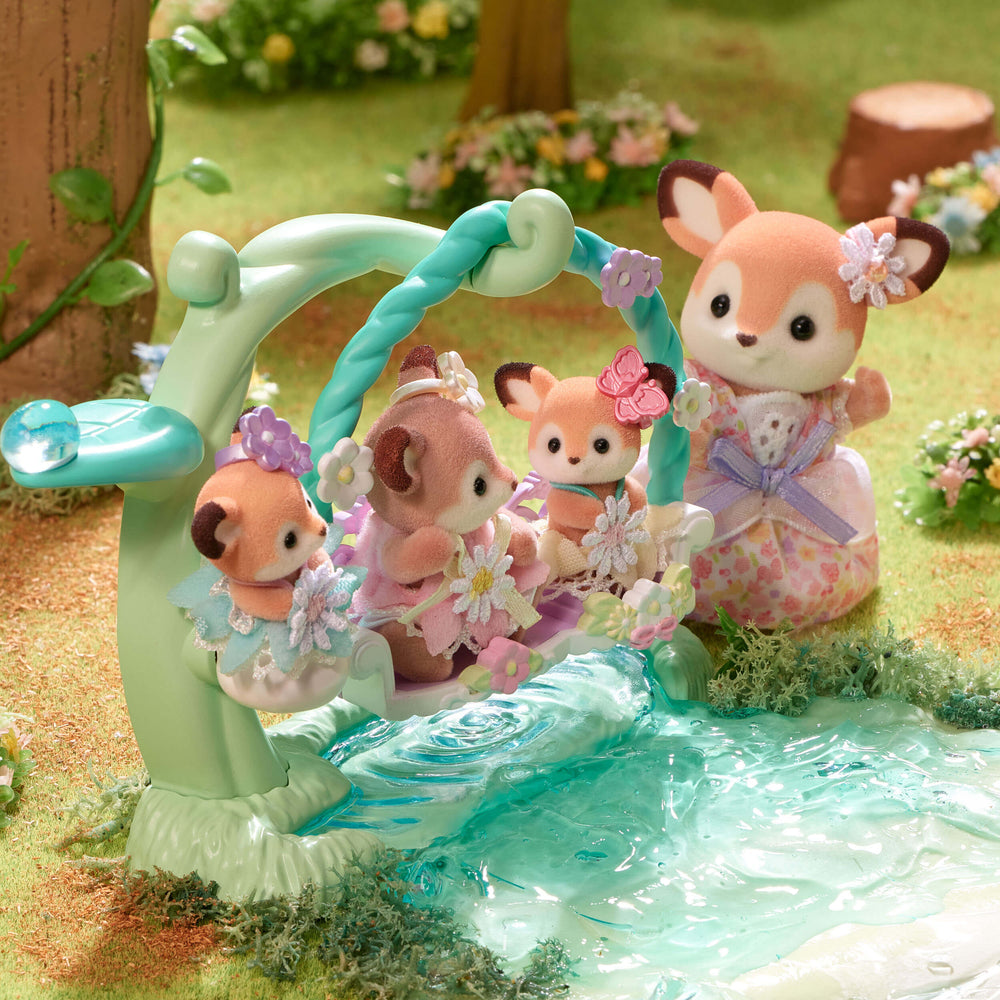 Sylvanian Families Deer Babies Floral Swing Set Toy for Ages 3 and Up