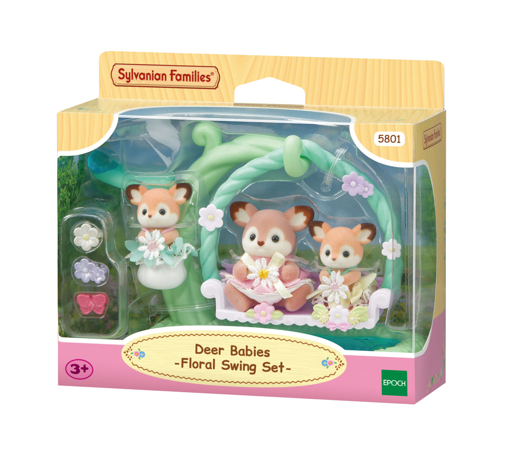 Sylvanian Families Deer Babies Floral Swing Set Toy for Ages 3 and Up