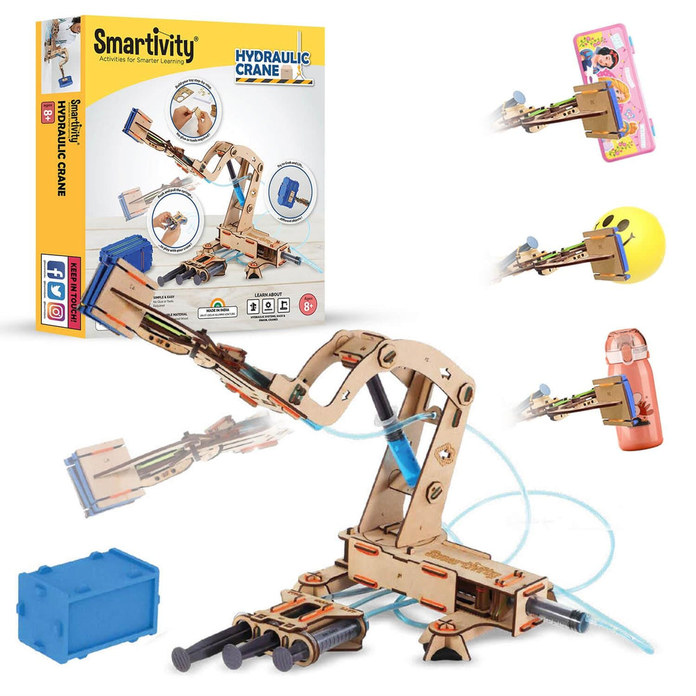 Tegan STEAM DIY Smartivity Craen Hydrolig Adeilada-Dy-Hun