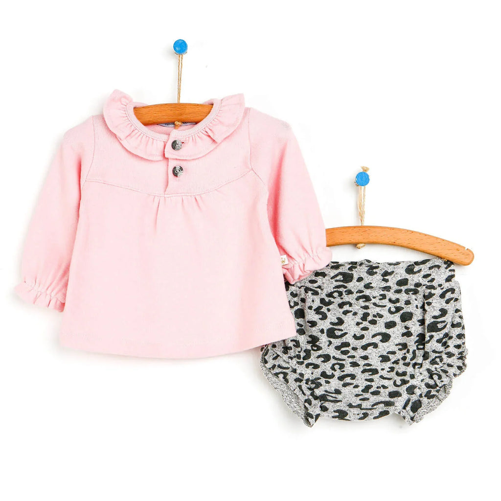 For My Baby Newborn Leopard Blouse-Short - Pink