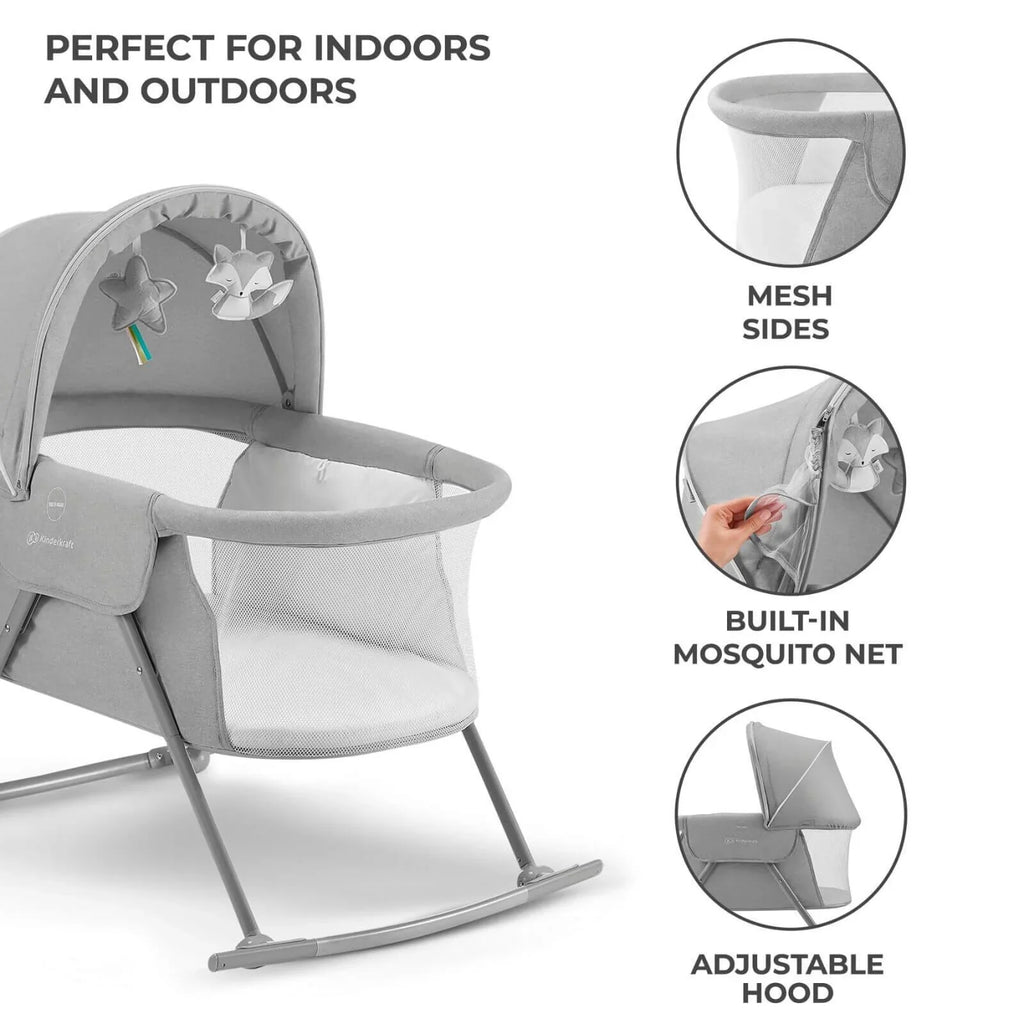 Kinderkraft LOVI 3-in-1 Baby Crib - Grey