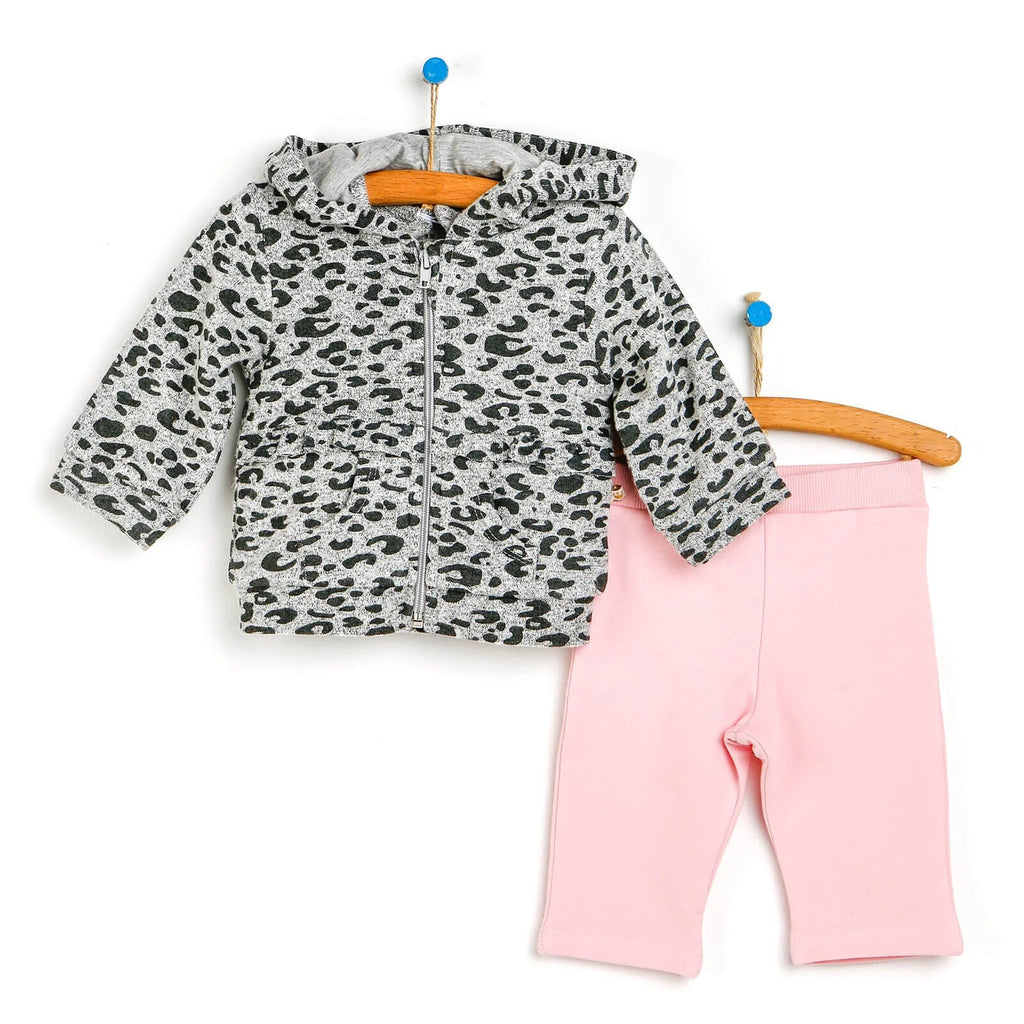 For My Baby Newborn Leopard Sweatshirt - Grey Melange