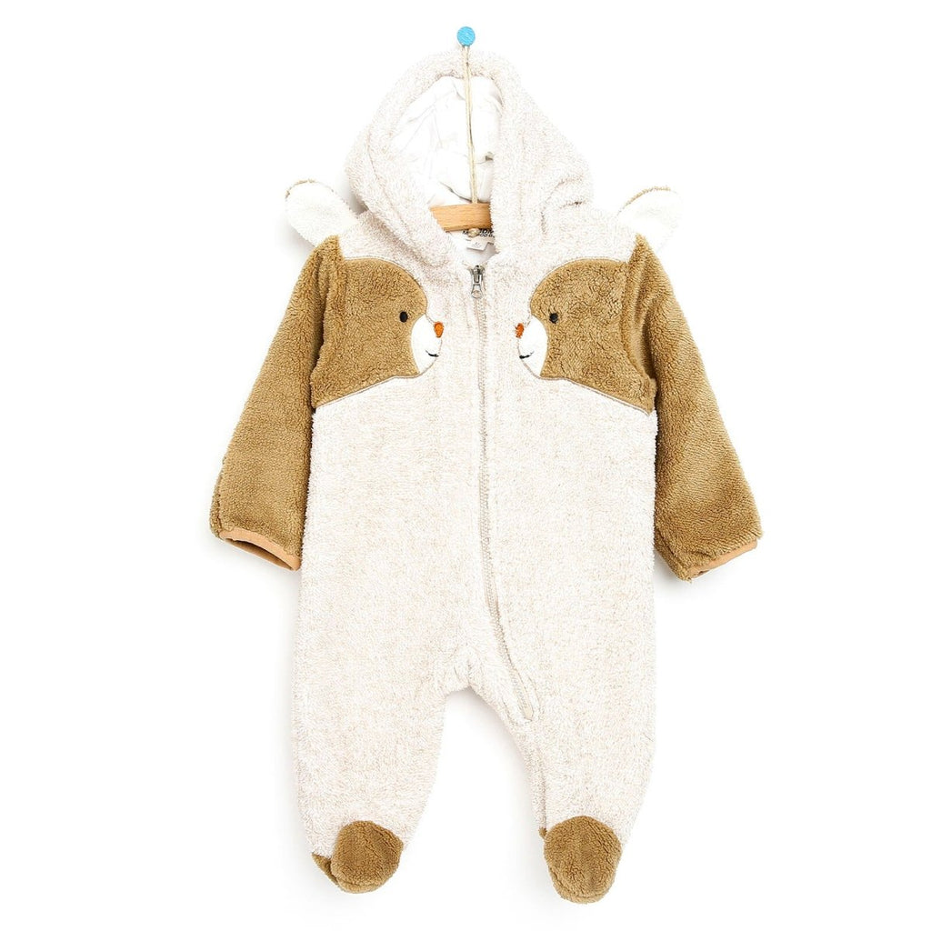 Midimod Newborn Cute Bears Welsoft Footed Jumpsuit - Beige