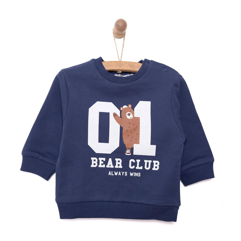 HelloBaby Basic Low Raised Lion Printed Sweatshirt - Navy Blue