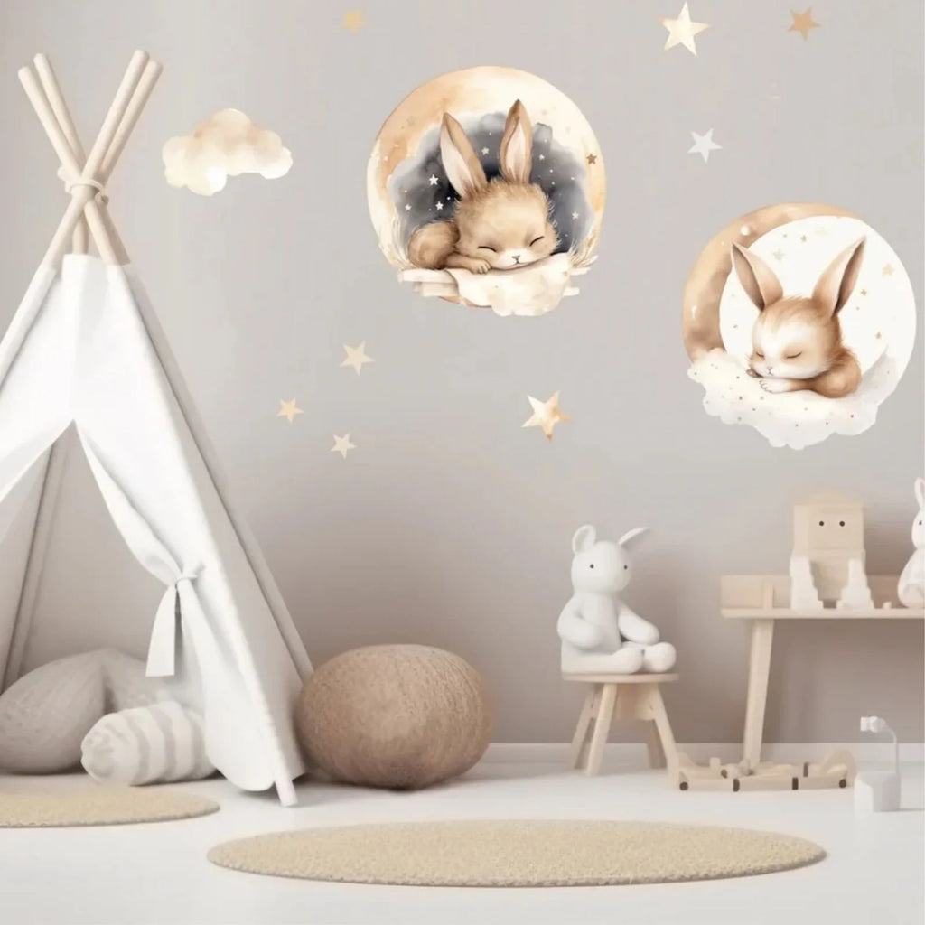 Live Vida Sleeping Bunnies Circle Wall Art Stickers 2 pcs