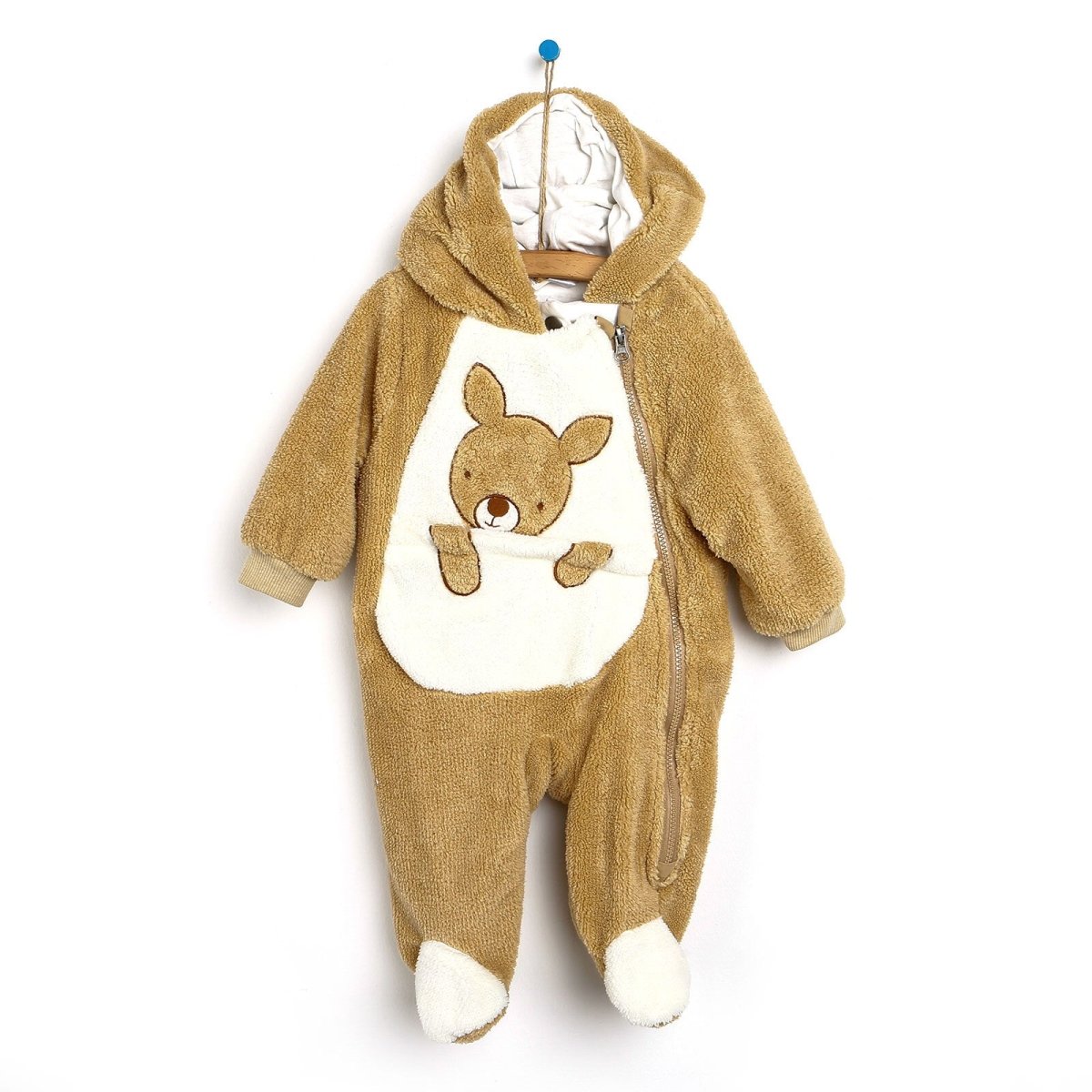 Midimod Newborn Welsoft Kangaroo Footed Jumpsuit - Brown