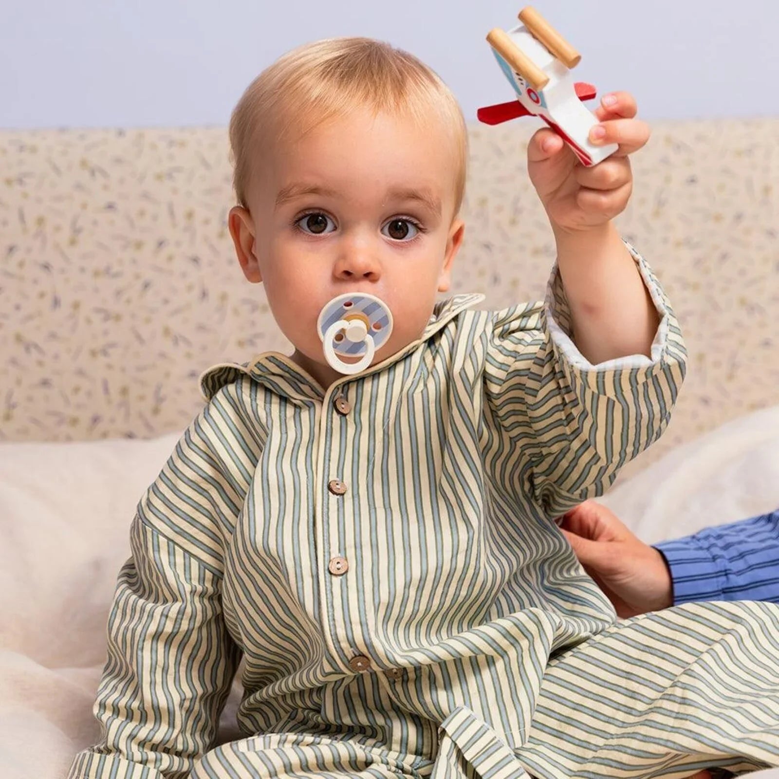 BIBS Block Latex Soothers 6+ months Pack of 2 - Baby Blue & Dusty Blue