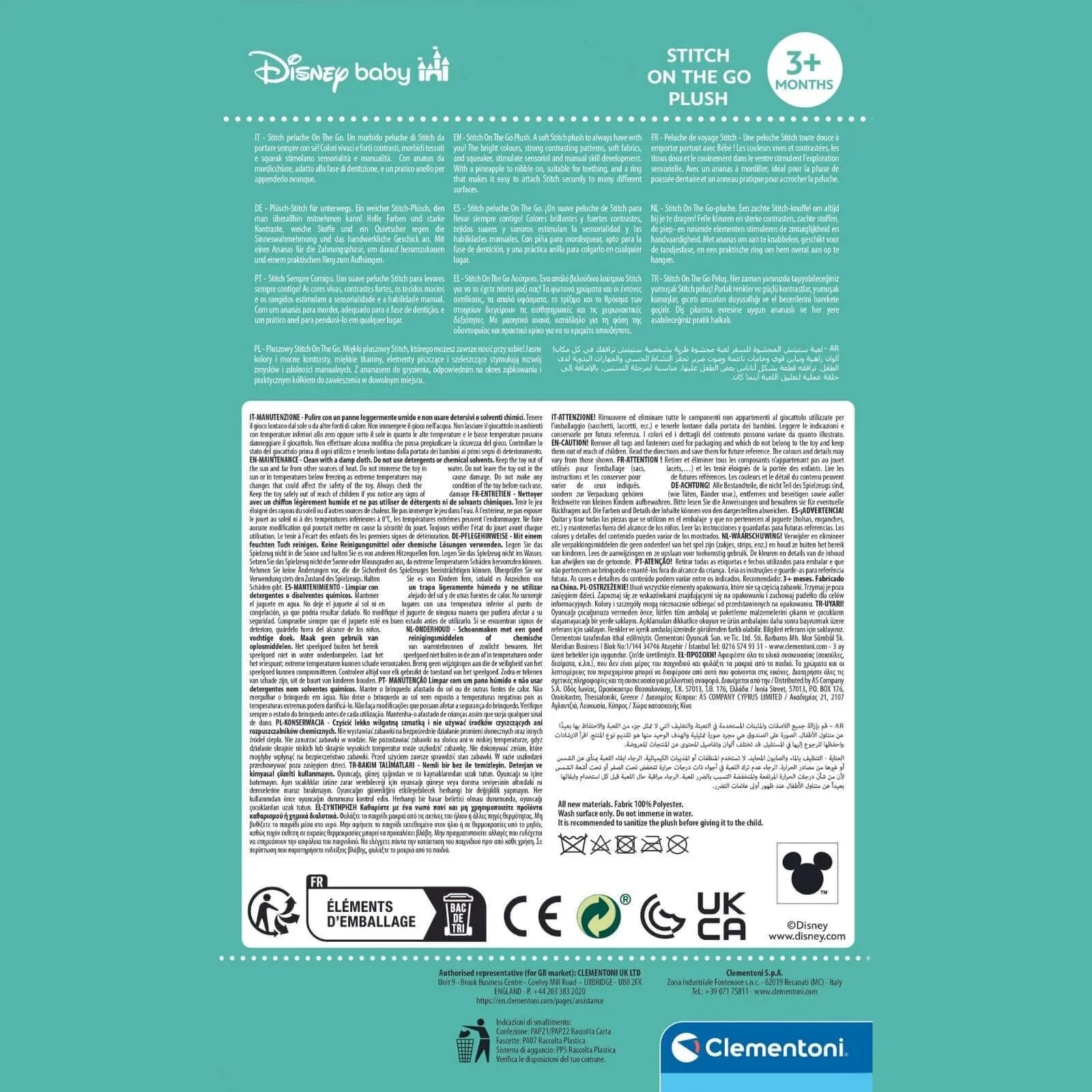 Disney Baby-Stitch Soft Rattle Travel Plush