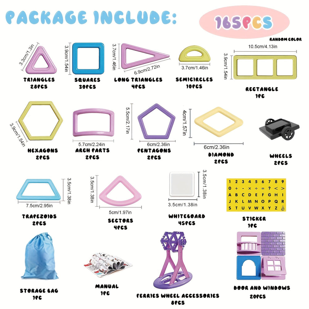 Magnetic Building Blocks Set (165pcs for Kids)