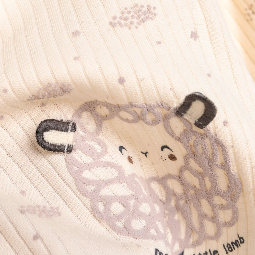 Bebetto Newborn Baby Girl Top-Footed Jumpsuit- Hat - Ecru