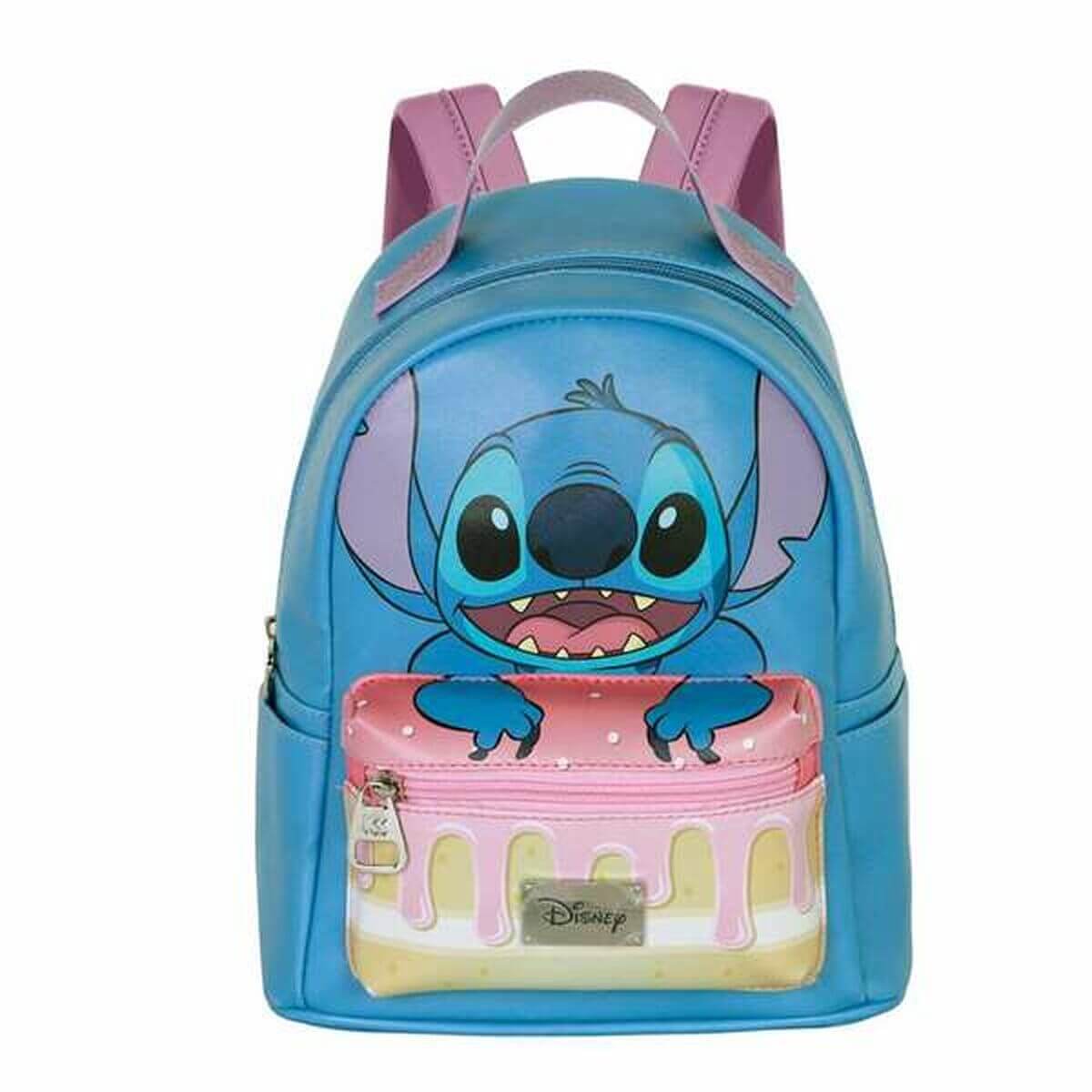 Casual Backpack Lilo & Stitch featuring a colorful design of Stitch with a cute front pocket.