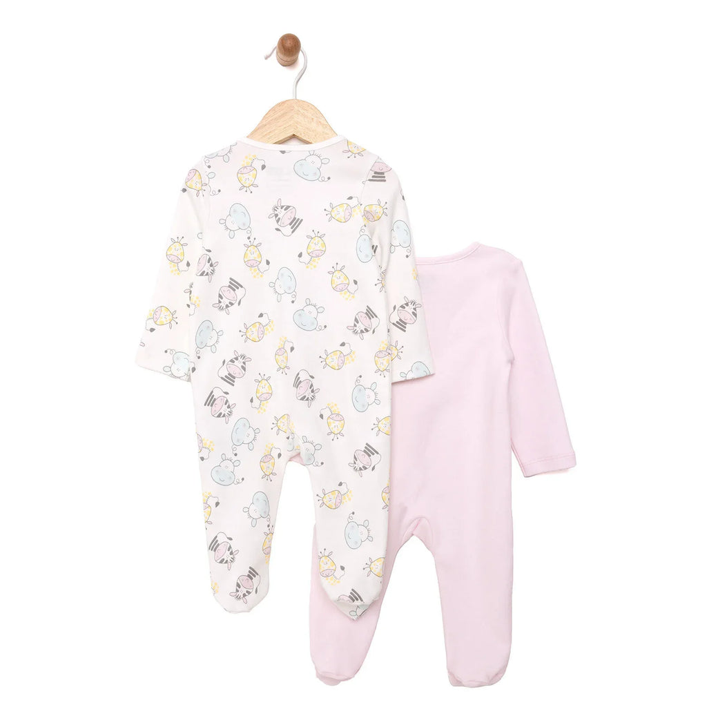 HelloBaby Newborn Girl Footed Jumpsuit - Ecru