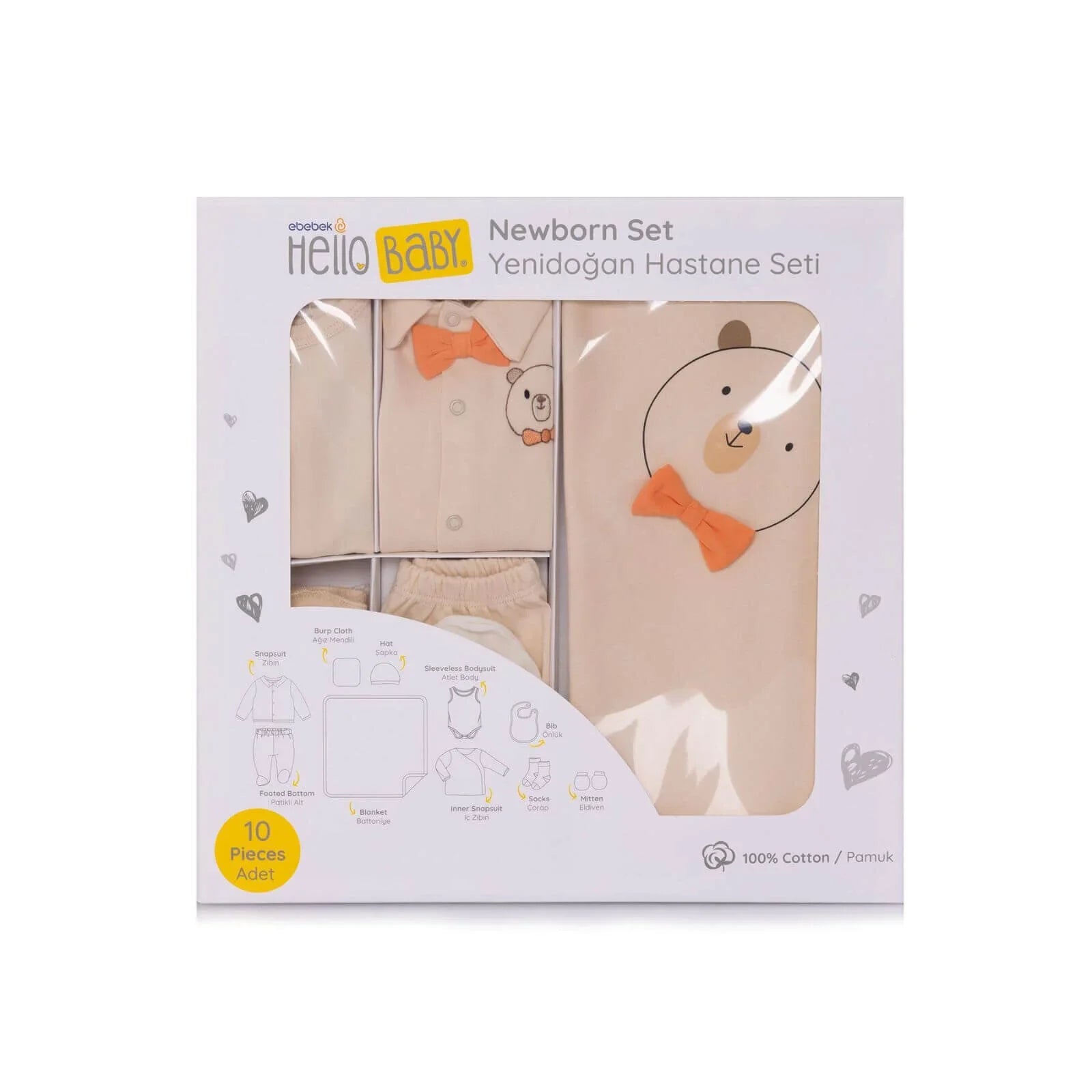 HelloBaby Boy Newborn Set 10 pcs - Ecru