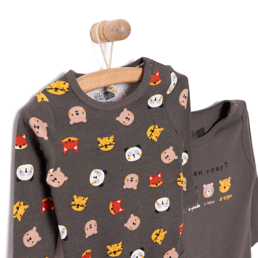 HelloBaby Boy 2-Pack Long Sleeve Bodysuit - Dark Grey