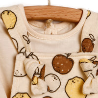 Newborn Bebbek Fruits Printed Dress - Ecru