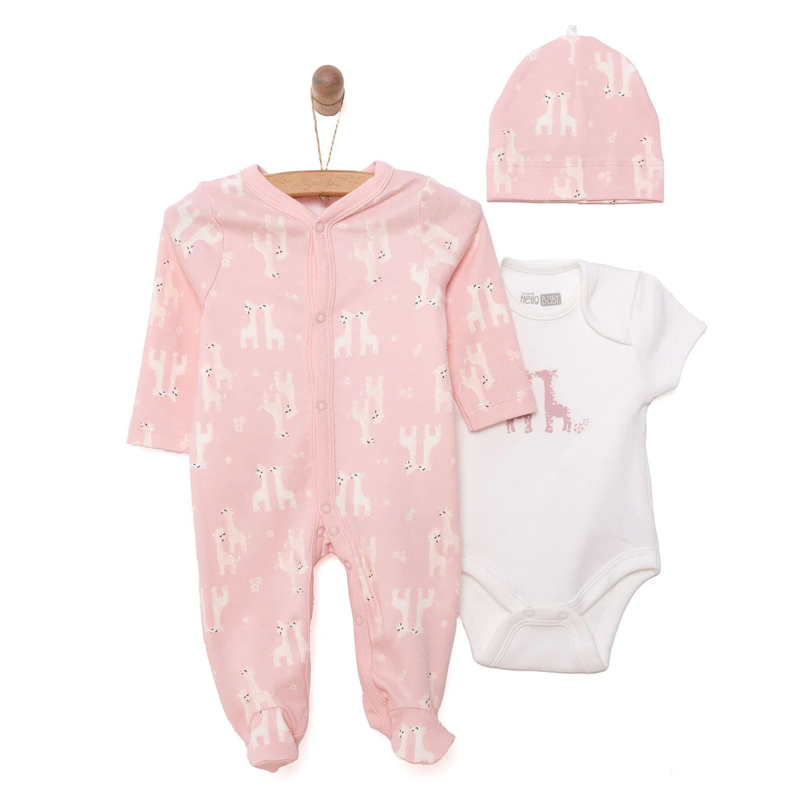 HelloBaby Baby Girl  Body-Jumpsuit-Hat - Salmon
